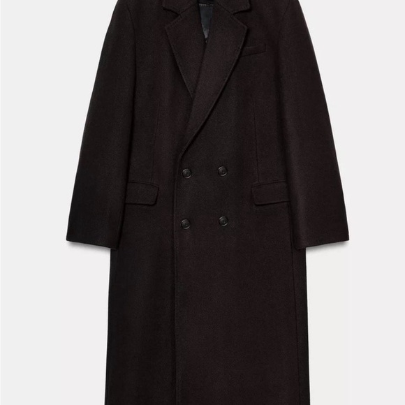ZARA BROWN OVERSIZED DOUBLE BREASTED WOOL COAT ZW COLLECTION - Picture 4 of 6